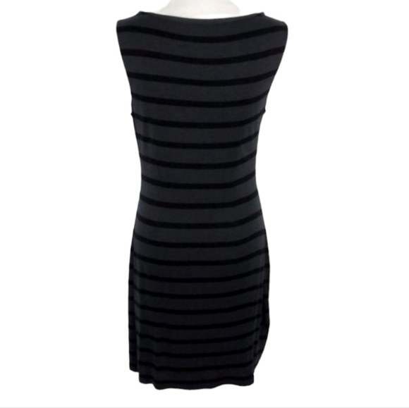 Ann Taylor Loft Dress Striped Sleeveless Jersey Knit Knee Length Ruched Cowl S - Picture 3 of 5